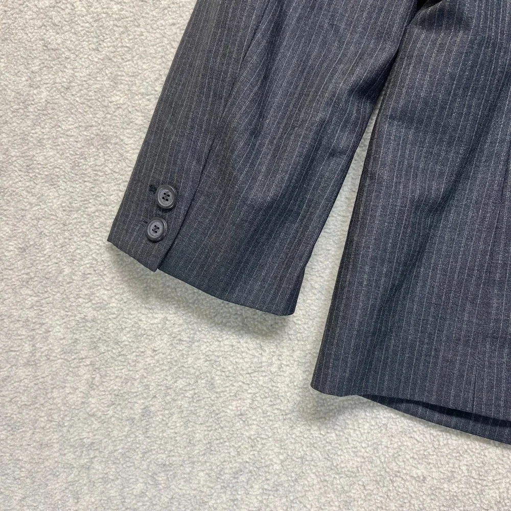 VTG A.P.C. Mens Single Breasted Suit Blazer Jacket Dark‎ Gray Pinstripe Wool L